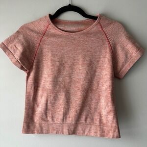 PINK Victoria's Secret Seamless Cropped T Shirt Coral Heathered Athletic Gym L